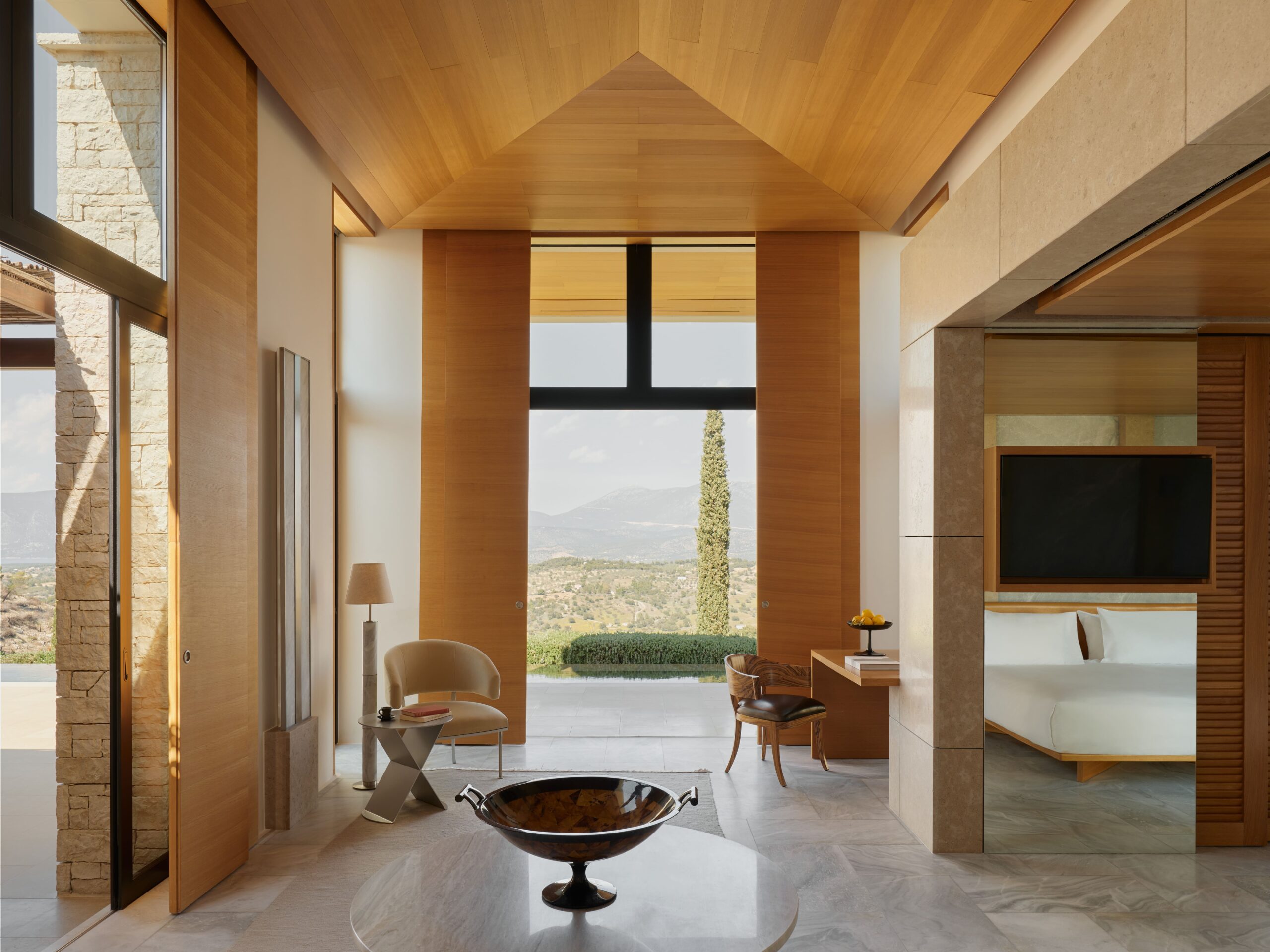 Amanzoe, Greece - Accommodation, Pavilion, Bedroom Discover the turquoise waters of Croatia